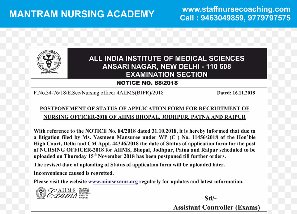 Mantram Nursing Academy Aiims Delhi, File, Advertisement, Poster, Text Free Png Download