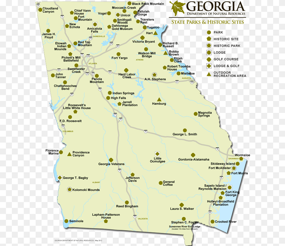 Map Georgia Usa Cities Georgia State Park Sites Map Cloudland Canyon On Georgia Map, Atlas, Chart, Diagram, Plot Png Image