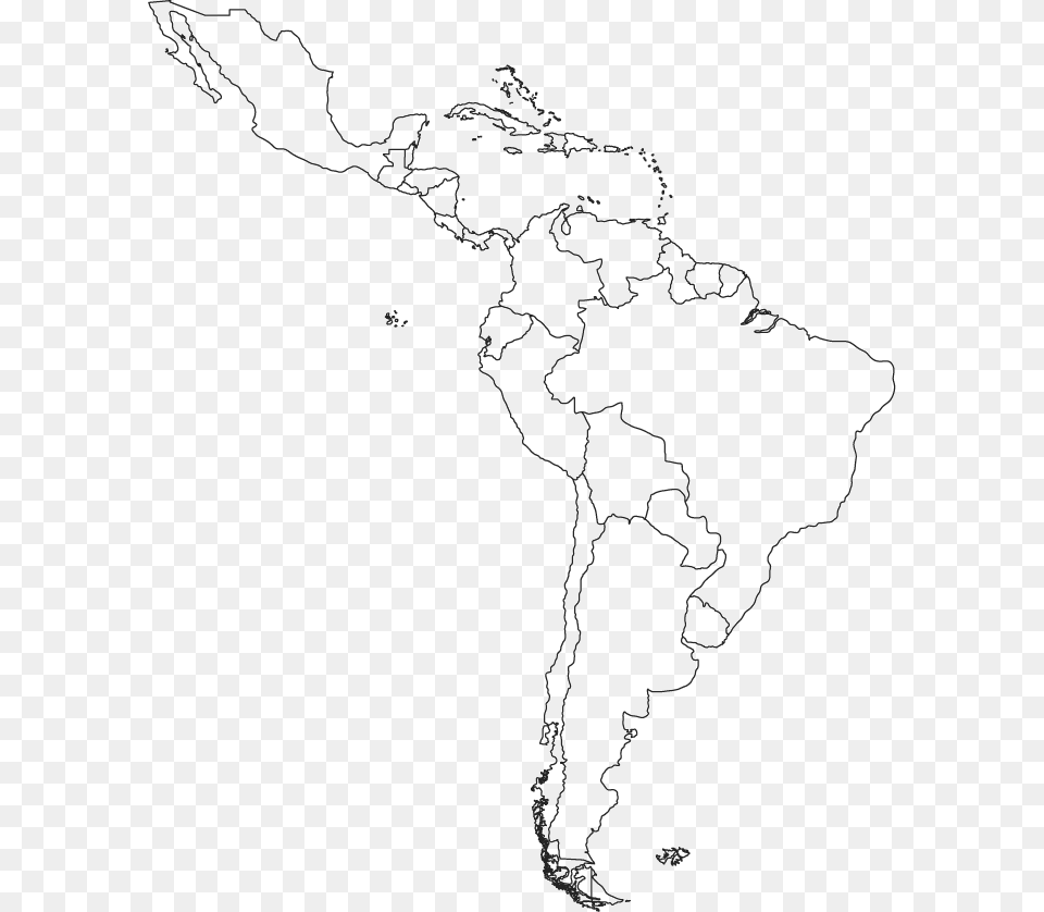 Map Latin Central Blank America South Clipart Latin America Outline Map, Chart, Plot, Atlas, Diagram Free Png
