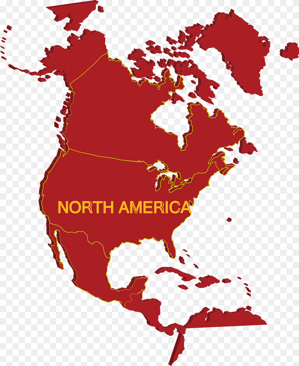 Map North America Geography Canada Usa Mexico Continent Clipart North America, Chart, Plot, Person, Outdoors Png