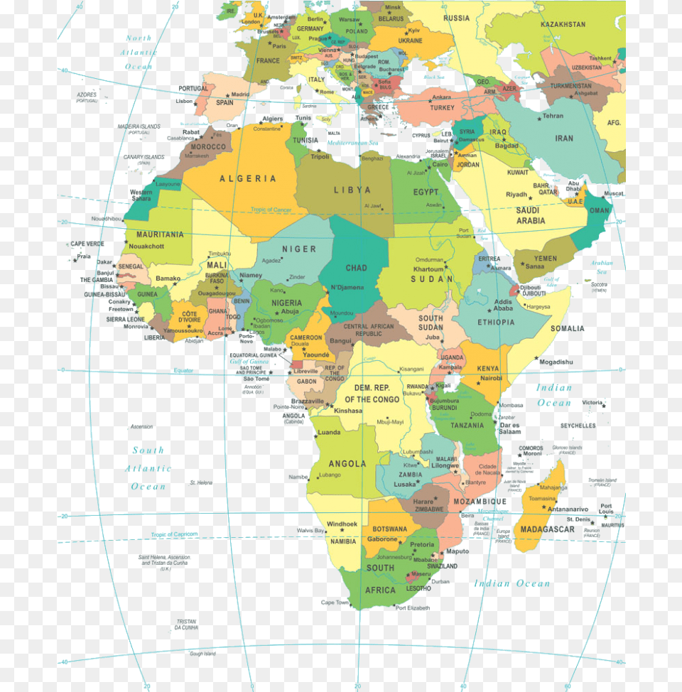 Map Of Africa Political Map Of Africa, Chart, Plot, Atlas, Diagram Free Png