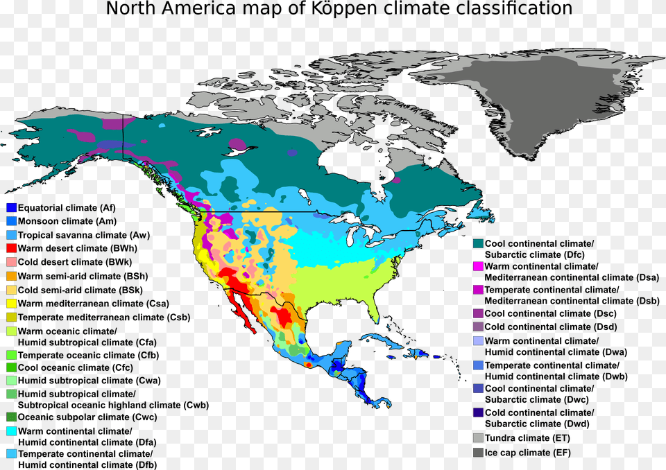 Map Of America Download Koppen Climate Classification North America, Chart, Plot, Nature, Land Free Png