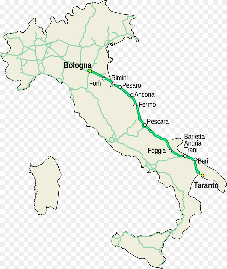 Map Of Ancona Italy File Mappa Autostrada A14 Italiag Autostrada Mappa, Chart, Plot, Atlas, Diagram Free Transparent Png
