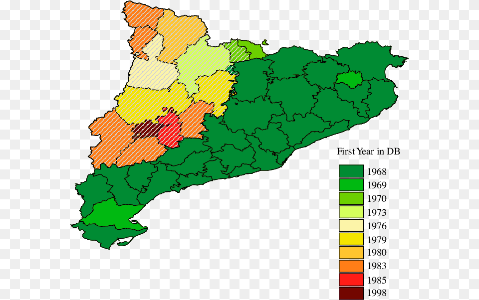 Map Of Catalonia And Start Year The Fire Database For Fire In Catalonia Map, Chart, Plot, Vegetation, Tree Png