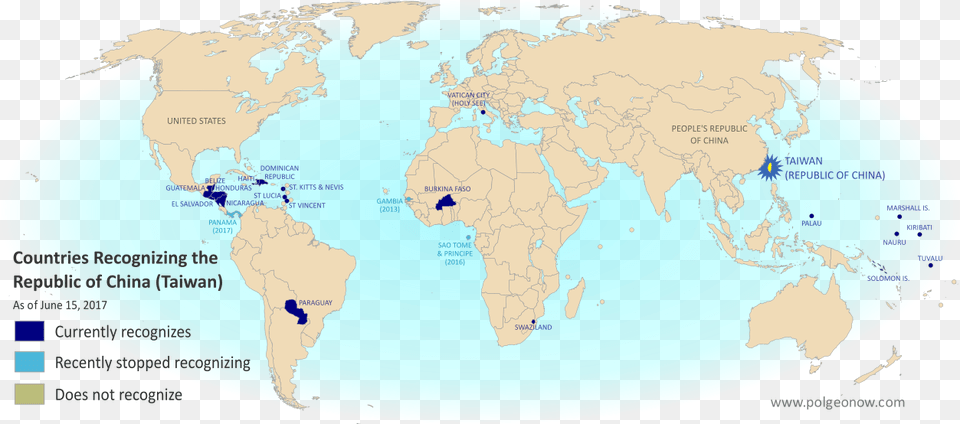 Map Of Countries That Recognize Taiwan, Chart, Plot, Atlas, Diagram Png Image