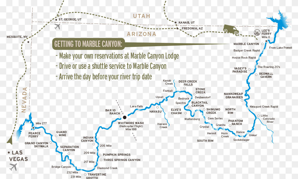 Map Of Driving To Marble Canyon Grand Canyon Mile, Chart, Plot, Land, Nature Png