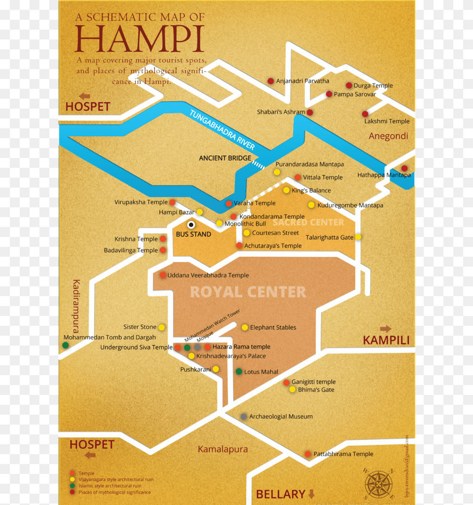 Map Of Hampi Ruins Tourism Map Of Hampi, Chart, Diagram, Plan, Plot Png Image