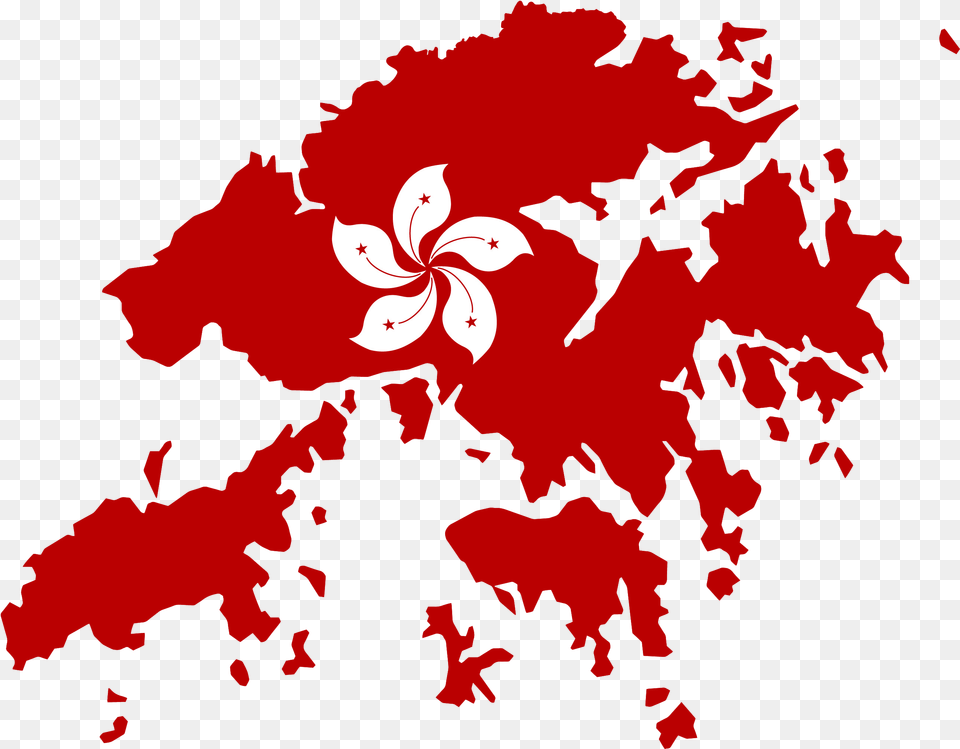 Map Of Hong Kong With Flag Overlay Hong Kong Flag And Map, Flower, Hibiscus, Plant, Baby Png Image