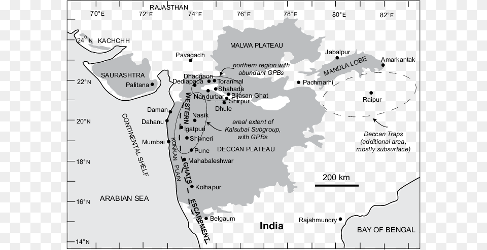 Map Of India And The Deccan Traps Deccan Plateau In Pune, Chart, Plot, Atlas, Diagram Free Transparent Png