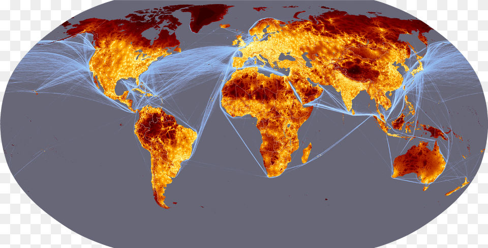 Map Of Land Based Travel Time And Shipping Lane Density Travel Time To Major Cities, Pattern, Accessories, Ornament, Fractal Free Transparent Png
