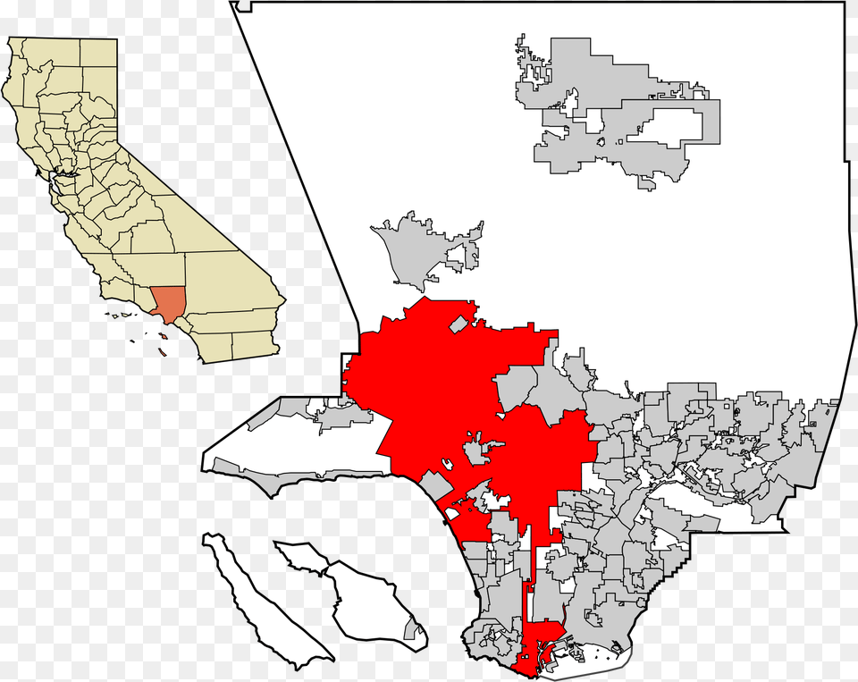 Map Of Los Angeles County Highlighting Los Angeles Los Angeles City Shape, Chart, Plot, Atlas, Diagram Png