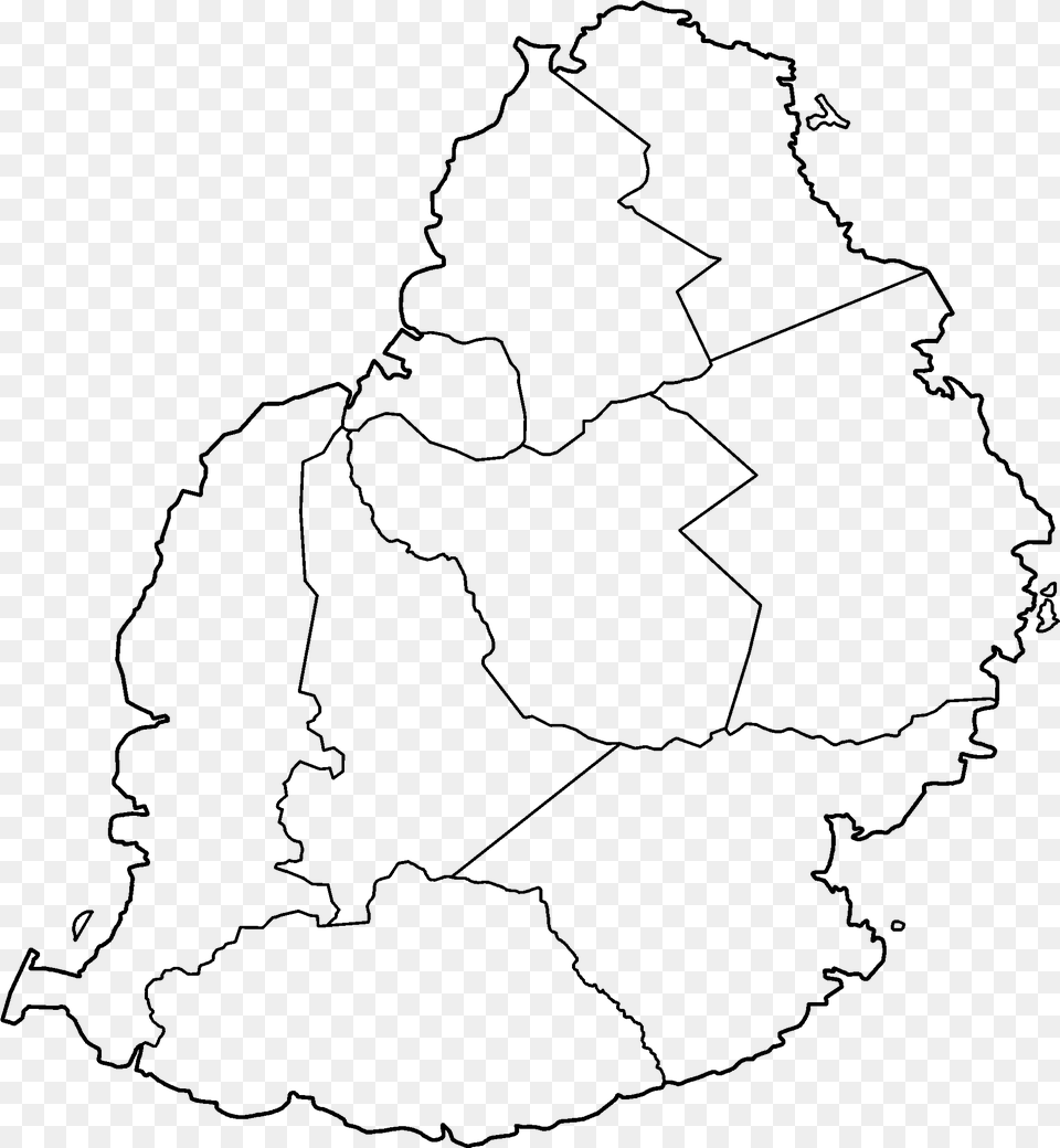 Map Of Mauritius Outline, Gray Png Image