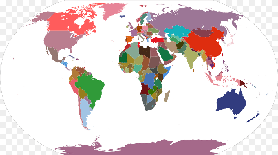 Map Of Mean National Flag Colors Oc 1920x1080 Red And Blue Map Of The World, Chart, Plot, Atlas, Diagram Free Transparent Png