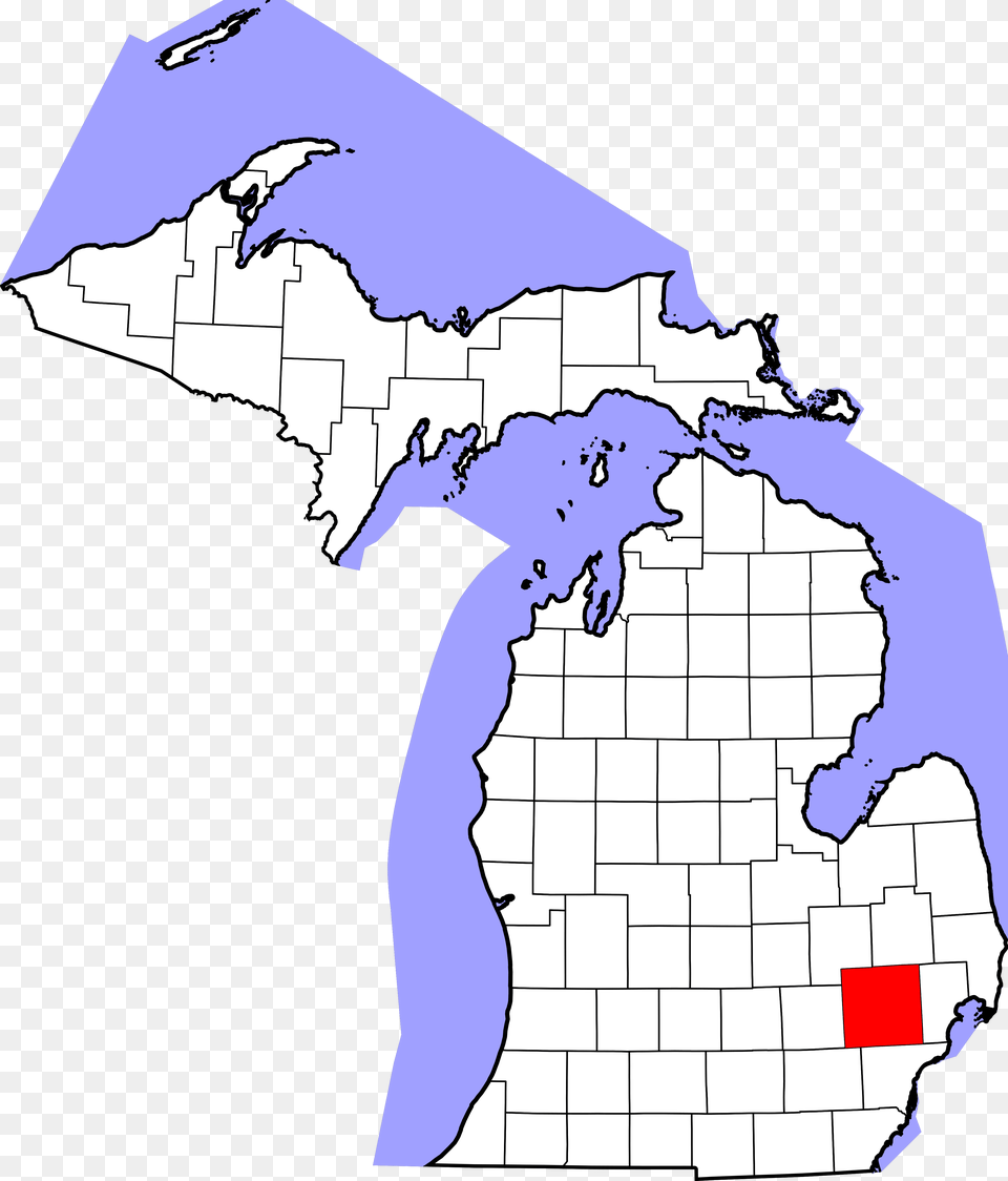 Map Of Michigan Highlighting Oakland County, Chart, Plot, Atlas, Diagram Png