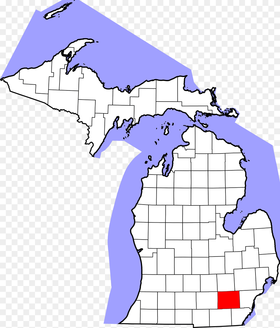 Map Of Michigan Highlighting Washtenaw County, Chart, Plot, Atlas, Diagram Png Image