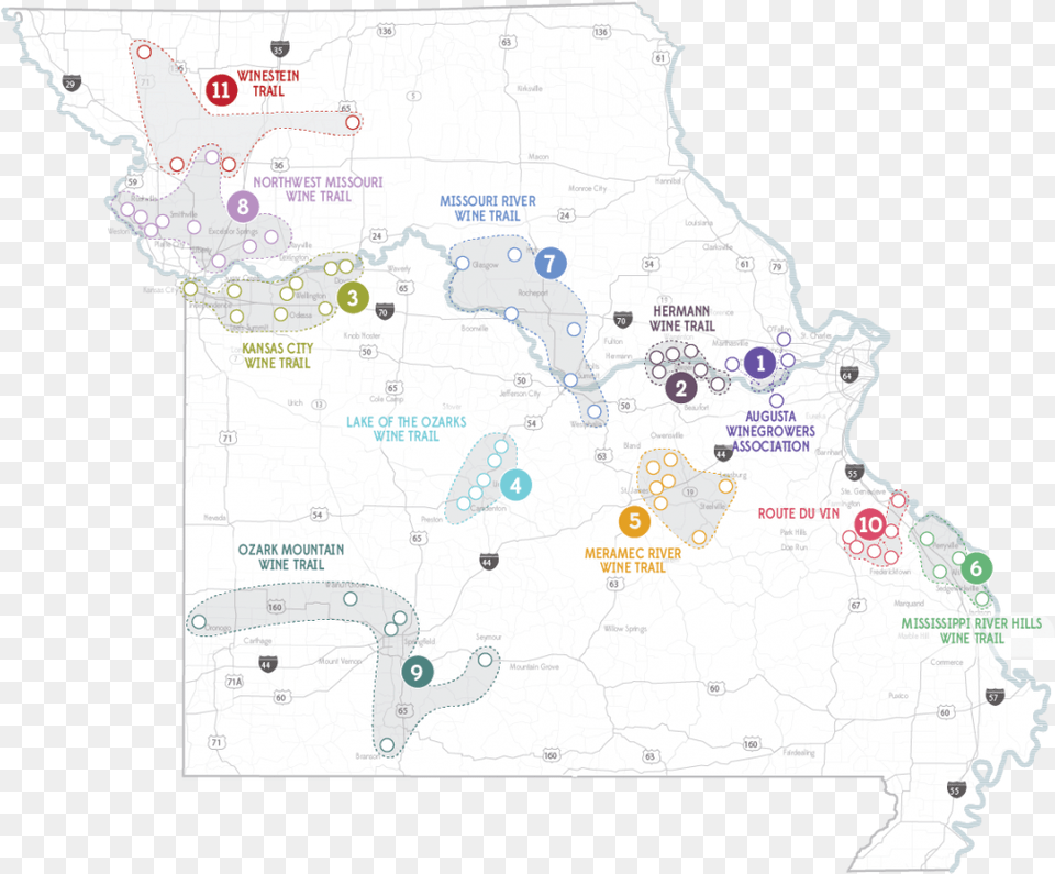 Map Of Missouri S Eleven Wine Trails St Louis On Missouri Map, Chart, Plot, Atlas, Diagram Png