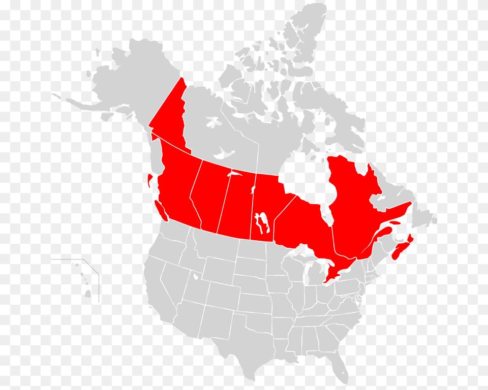 Map Of North America Highlighting Oca Archdiocese Of Canada, Plot, Chart, Adult, Wedding Free Png
