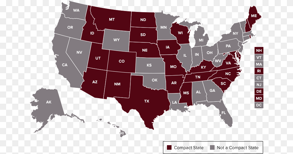 Map Of Nursing Licensure Compact States John F Kennedy Library, Chart, Plot, Atlas, Diagram Free Png