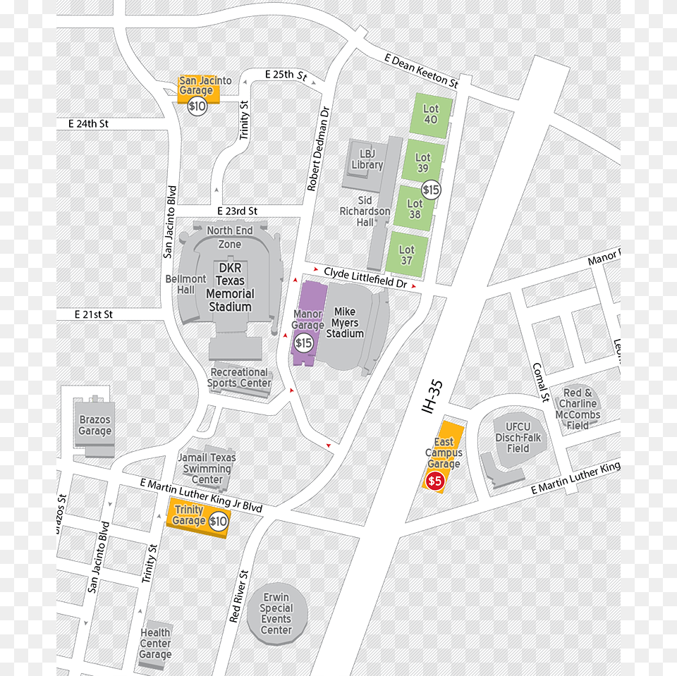 Map Of Parking Surrounding Mike Myers Stadium The University Of Texas At Austin, Chart, Diagram, Plan, Plot Free Transparent Png