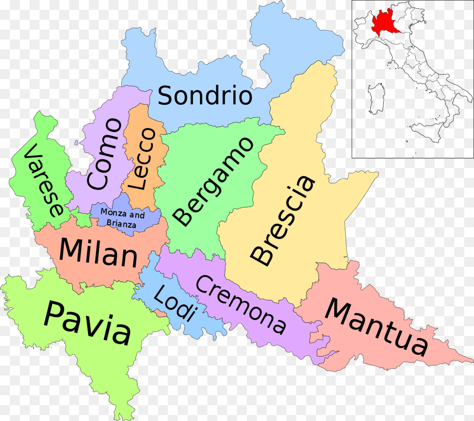Map Of Region Of Lombardy Italy With Provinces En Province Lombardia, Atlas, Chart, Diagram, Plot Png Image