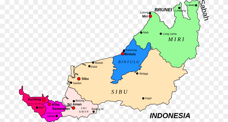Map Of Sarawak Malaysia Sarawak State, Atlas, Chart, Diagram, Plot Free Png Download