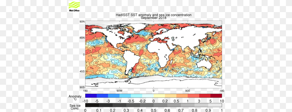 Map Of Sea Surface Temperature Anomalies And Sea Ice Map, Chart, Plot, Atlas, Diagram Free Transparent Png