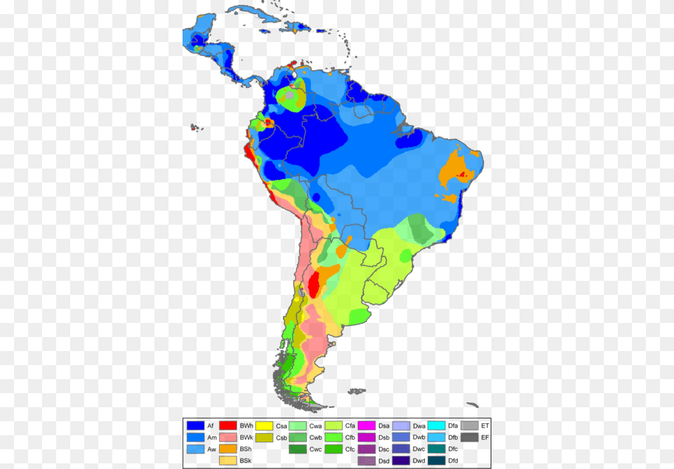 Map Of South America According To Kppen Climate Classification South America Ethnic Map, Chart, Plot, Person, Face Free Transparent Png