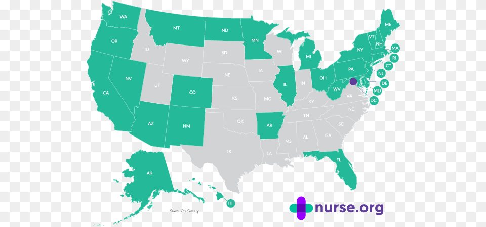 Map Of States With Legalized Medical Marijuana Employment Of Social Workers, Chart, Plot, Atlas, Diagram Free Png Download
