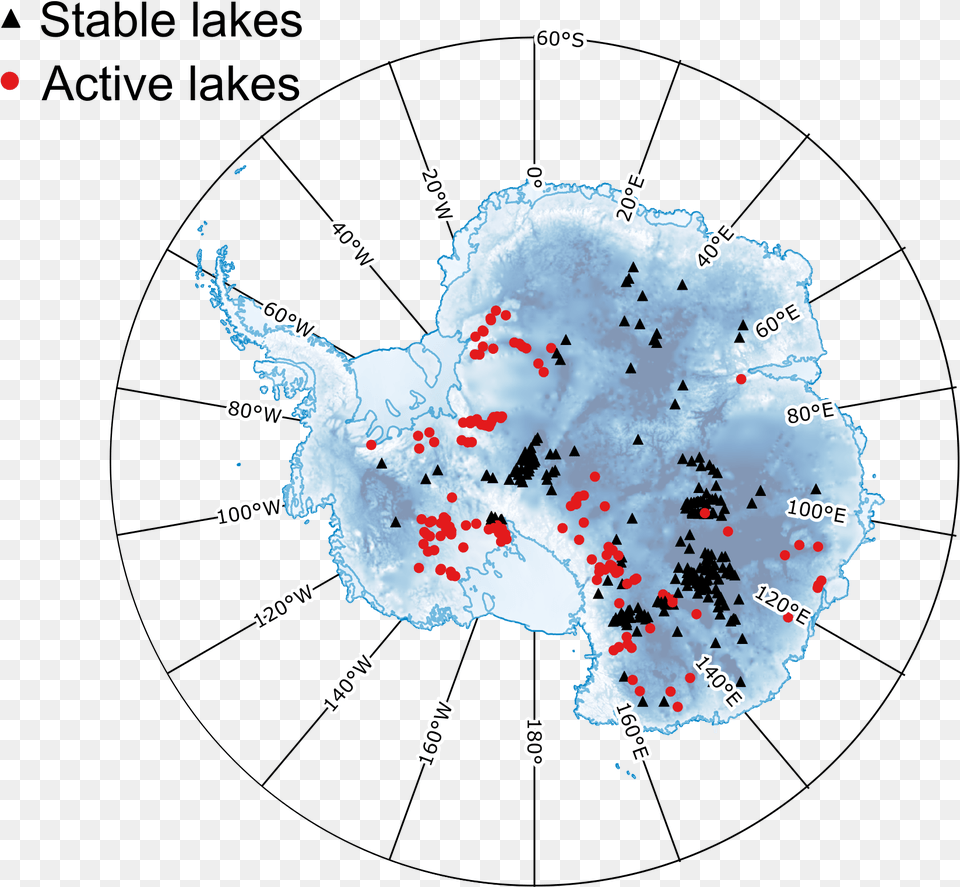 Map Of Subglacial Lake Locations And Ice Thickness Circle, Plot, Chart, Outdoors, Snowman Free Transparent Png