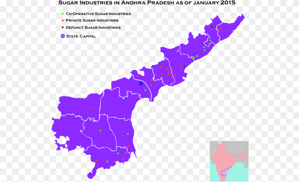 Map Of Sugar Industries In Andhra Pradesh, Chart, Plot, Atlas, Diagram Png Image