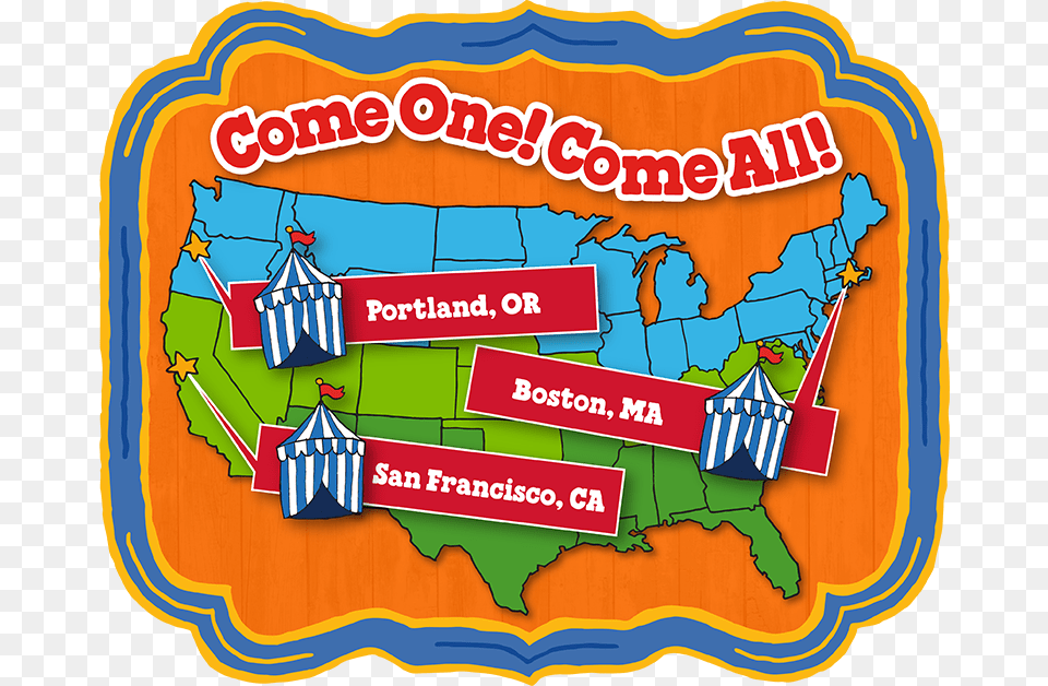 Map Of The Ben Amp Jerry S Carnival Tour Stops, Advertisement, Circus, Leisure Activities, Poster Png