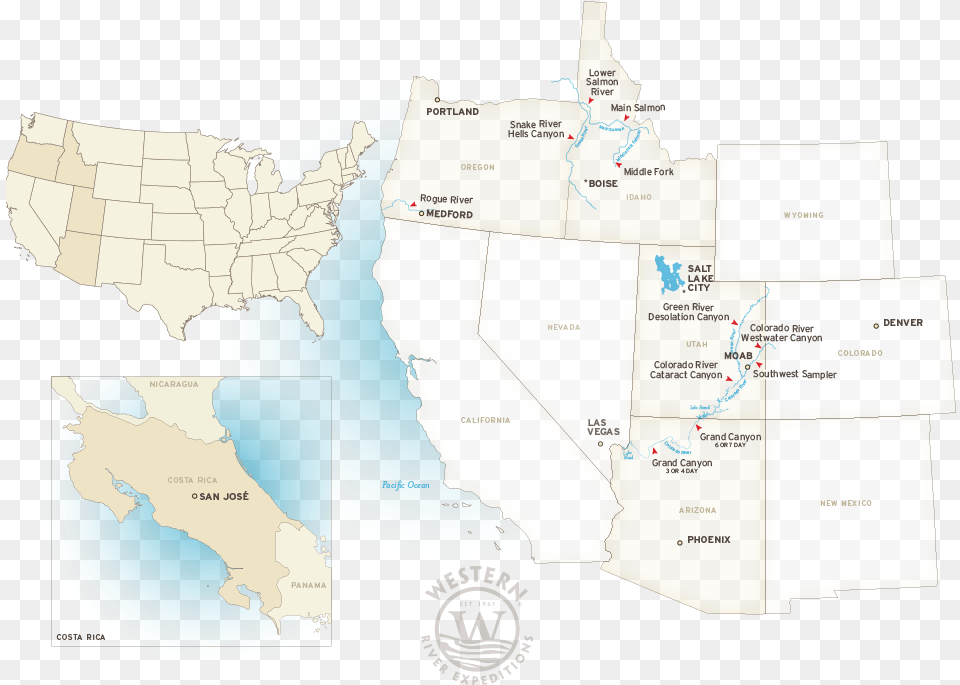 Map Of The Best Western Rivers Southwestern United States, Chart, Plot, Atlas, Diagram Free Png Download
