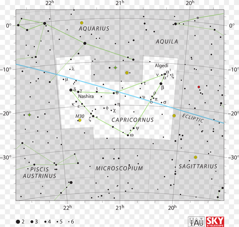 Map Of The Capricorn Constellation Messier 30 In Constellation, Nature, Night, Outdoors, Blackboard Free Png Download