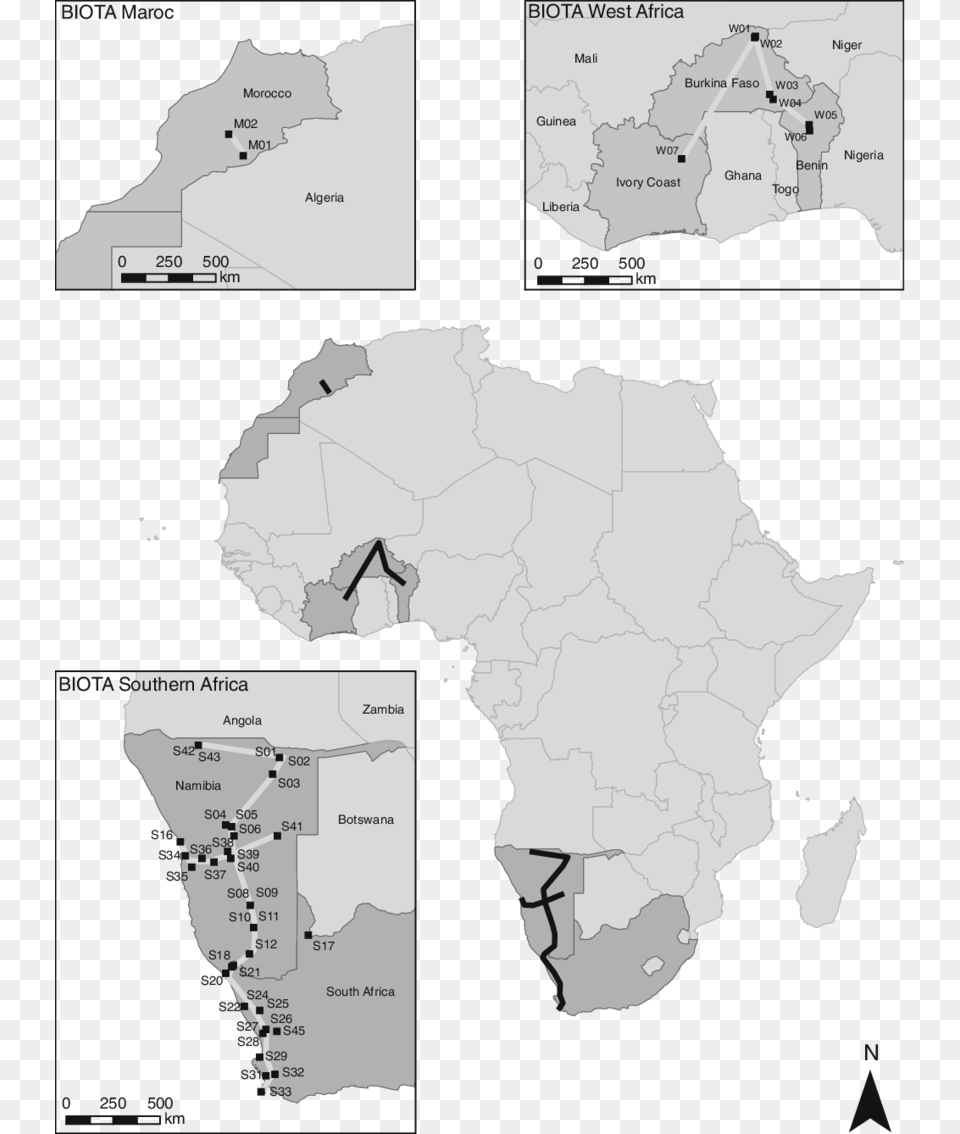 Map Of The Established Biota Observatories In Africa Atlas, Chart, Diagram, Plot, Tree Free Transparent Png