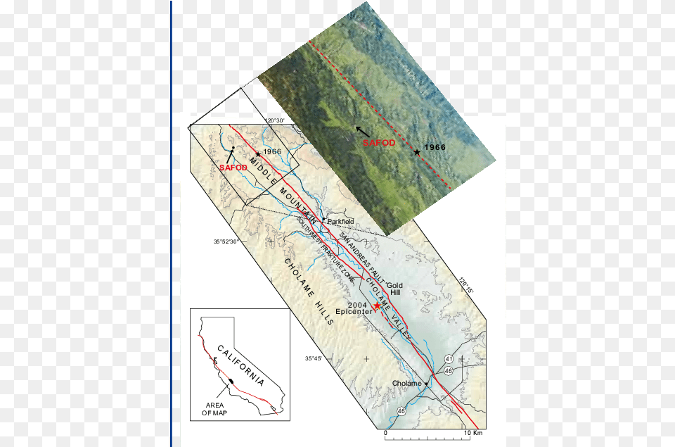 Map Of The Parkfield Segment Of The San Andreas Fault Parkfield, Chart, Plot, Outdoors, Mountain Png