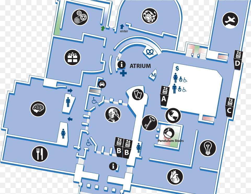 Map Of The Second Floor Showing The Locations Of Major Franklin Institute Map, Scoreboard, Person, Diagram, Floor Plan Free Png