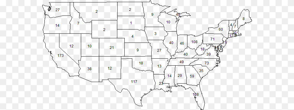 Map Of The United States With Numbers, Text, Computer Hardware, Electronics, Hardware Png