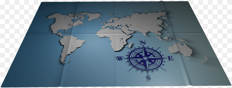 Map Of The World Map Creased Blue Cardinal Points Atlas Free Png