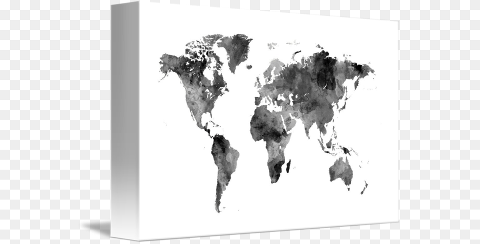 Map Of The World Map Watercolor By Michael Tompsett World Map Watercolor Black, Chart, Plot, Atlas, Diagram Png Image