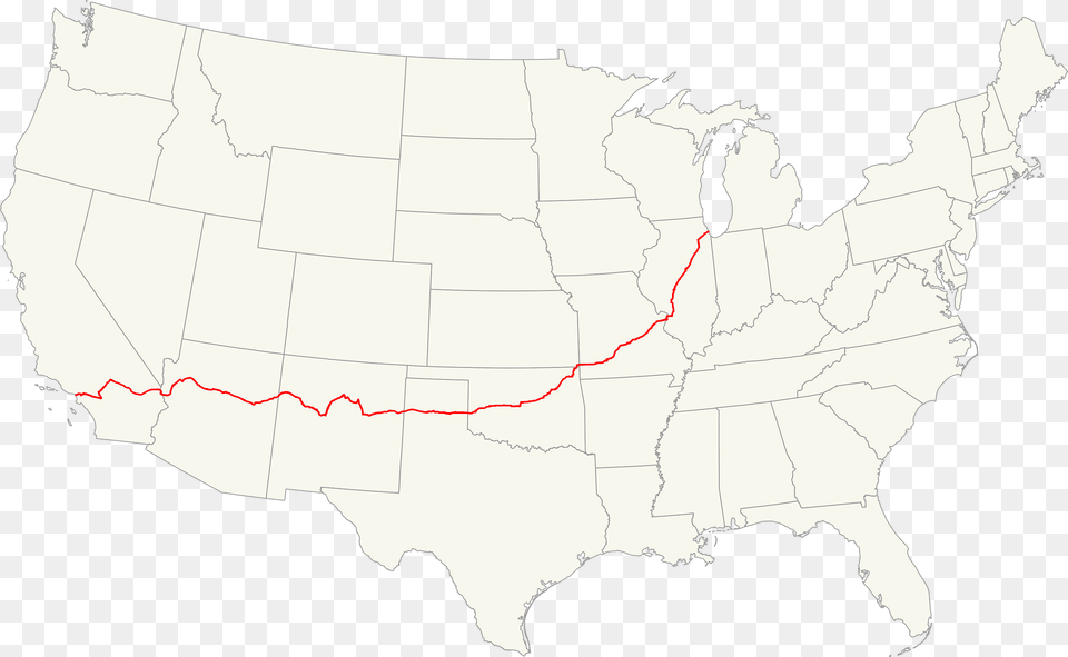 Map Of Us Route 66 Clipart, Chart, Plot, Atlas, Diagram Free Transparent Png