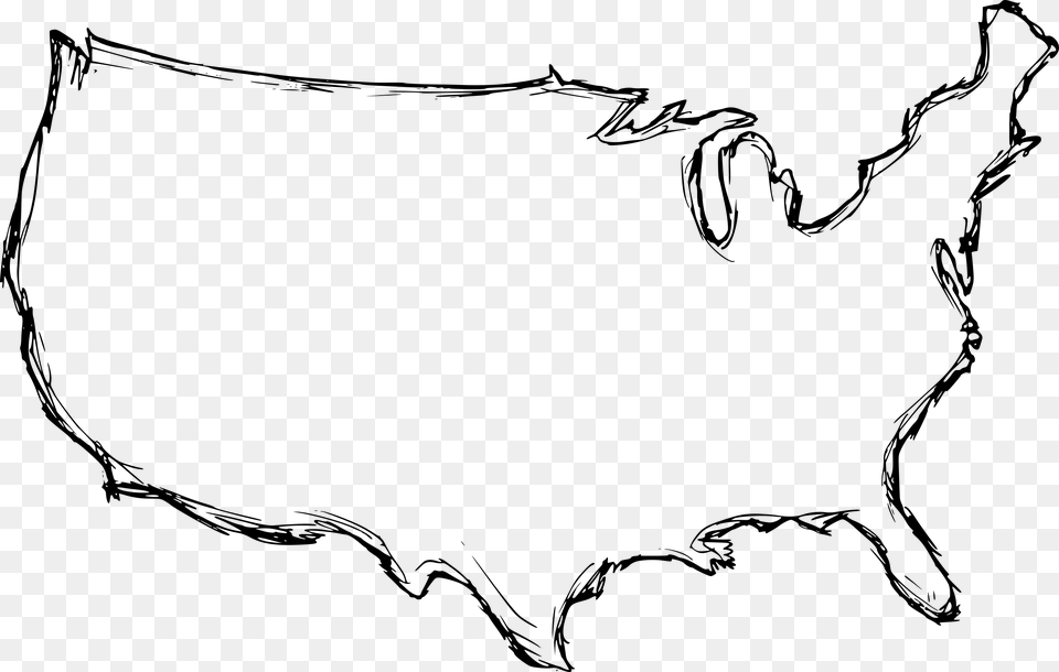 Map Of Usa Drawing, Gray Free Png Download