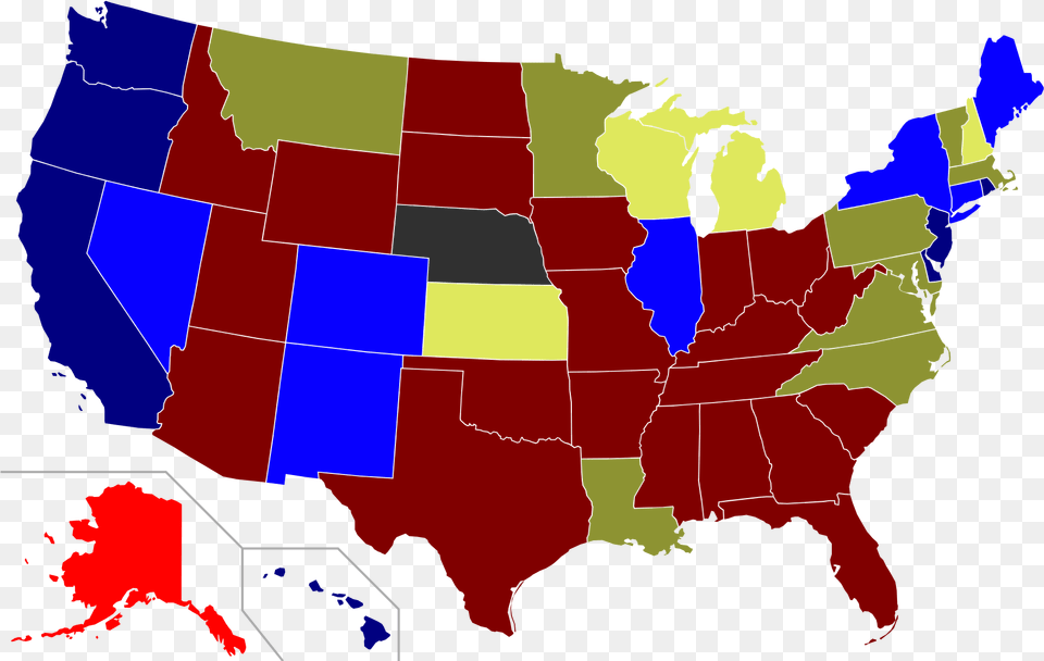 Map Of Usa Reflecting 2018 Midterm Election Results Democratic Vs Republican States, Chart, Plot, Person, Baby Png Image