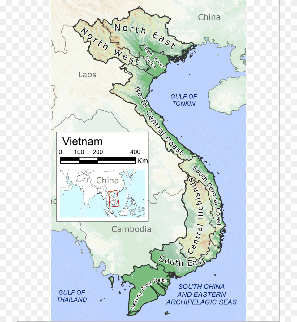 Map Of Vietnam With The Different Regions Atlas, Chart, Plot, Diagram, Sea Free Transparent Png