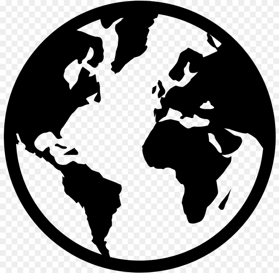 Map Of Whole World Black And White, Gray Free Png Download