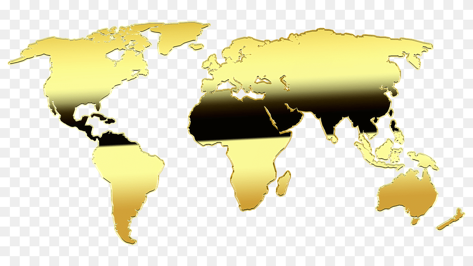 Map Of World Golden, Chart, Plot, Atlas, Diagram Free Png Download