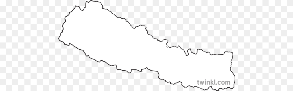 Map Outline Of Nepal Country Shapes Flag Continents Ks1 Line Art, Silhouette, Outdoors Png
