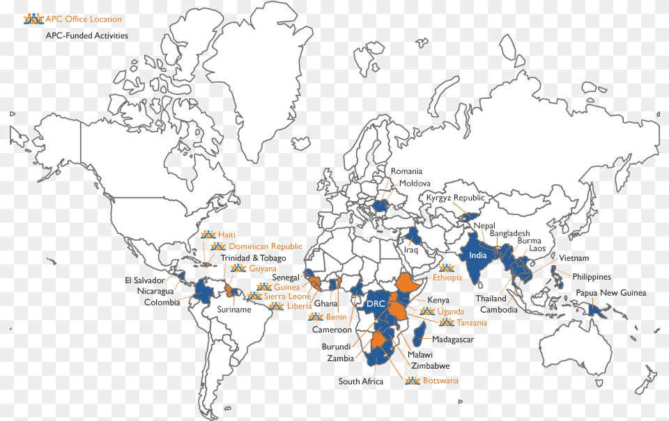 Map Showing Apc Office Locations And Country Presence, Chart, Plot, Atlas, Diagram Png Image