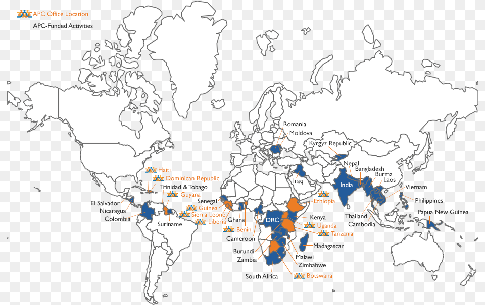 Map Showing Apc Office Locations And Country Presence Continent Is Iceland Apart, Chart, Plot, Atlas, Diagram Free Transparent Png