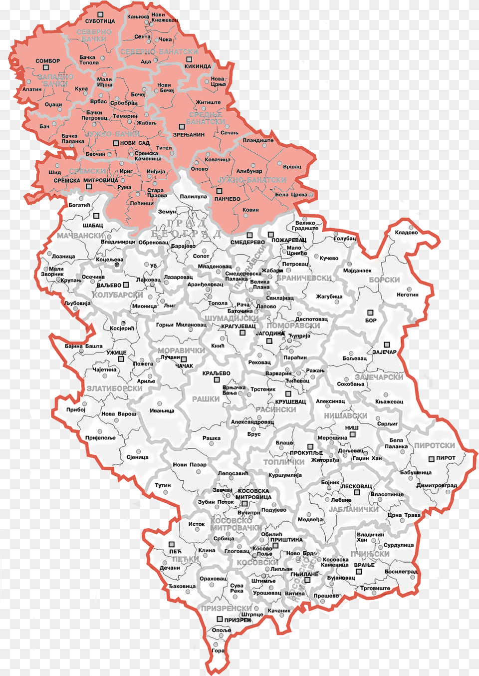 Map Showing Location Of Vojvodina Wit Serbia Vojvodina Map, Atlas, Chart, Diagram, Plot Png