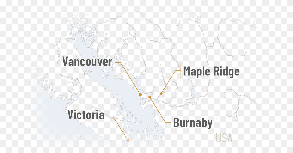 Map Showing Where Burnaby Maple Ridge And Victoria Graphic Design, Chart, Plot, Atlas, Diagram Png Image